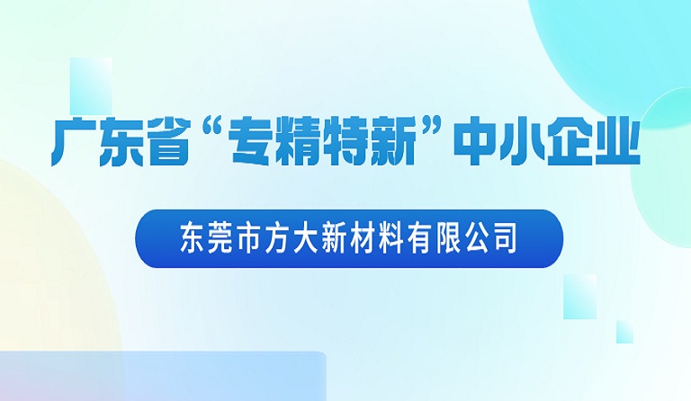 东莞市方大新材料有限公司荣获广东省“专精特新”中小企业认定